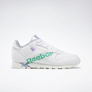 Adidasy Dziecięce Reebok Classic Leather Białe/Turkusowe/Fioletowe PL 34VPLOT